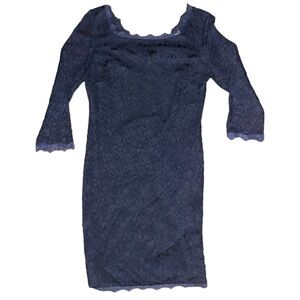 Joseph Ribkoff Navy Blue Lace Overlay Dress